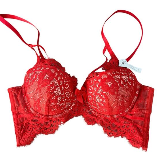 NWOT Hunkemoller Marilee Padded Underwired Longline Red Bra – Sz 34B - Picture 5 of 8